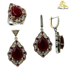 Gümüş Otantik Taşlı Set